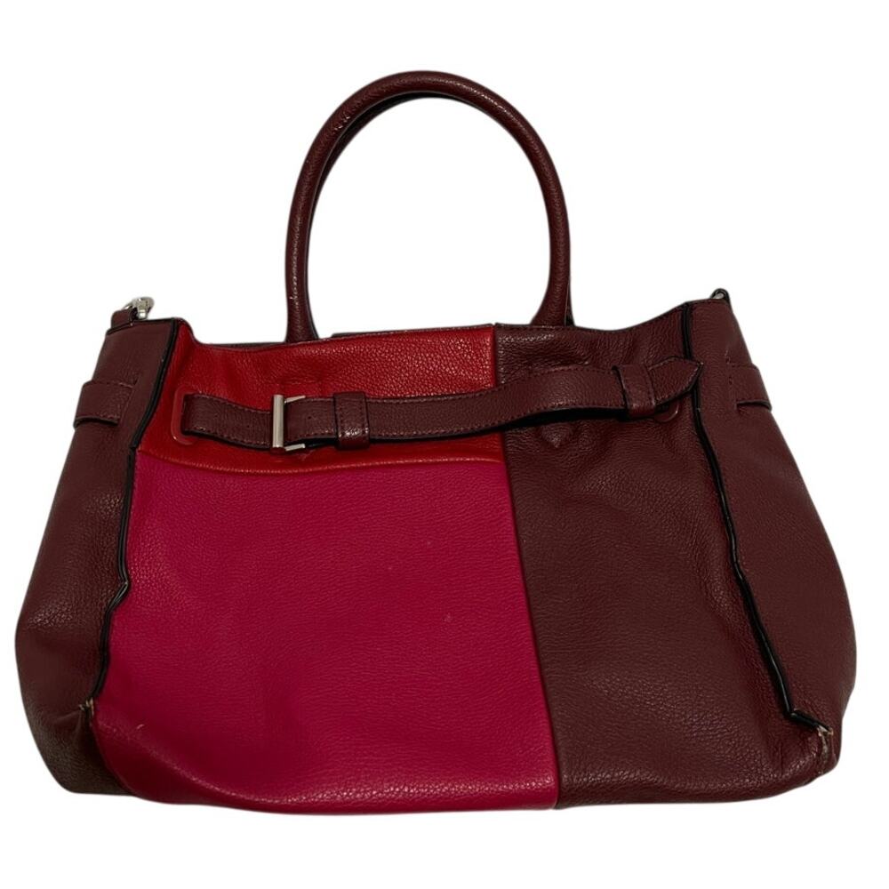 Reed Leather Purse - Red and Burgundy - Top Handle